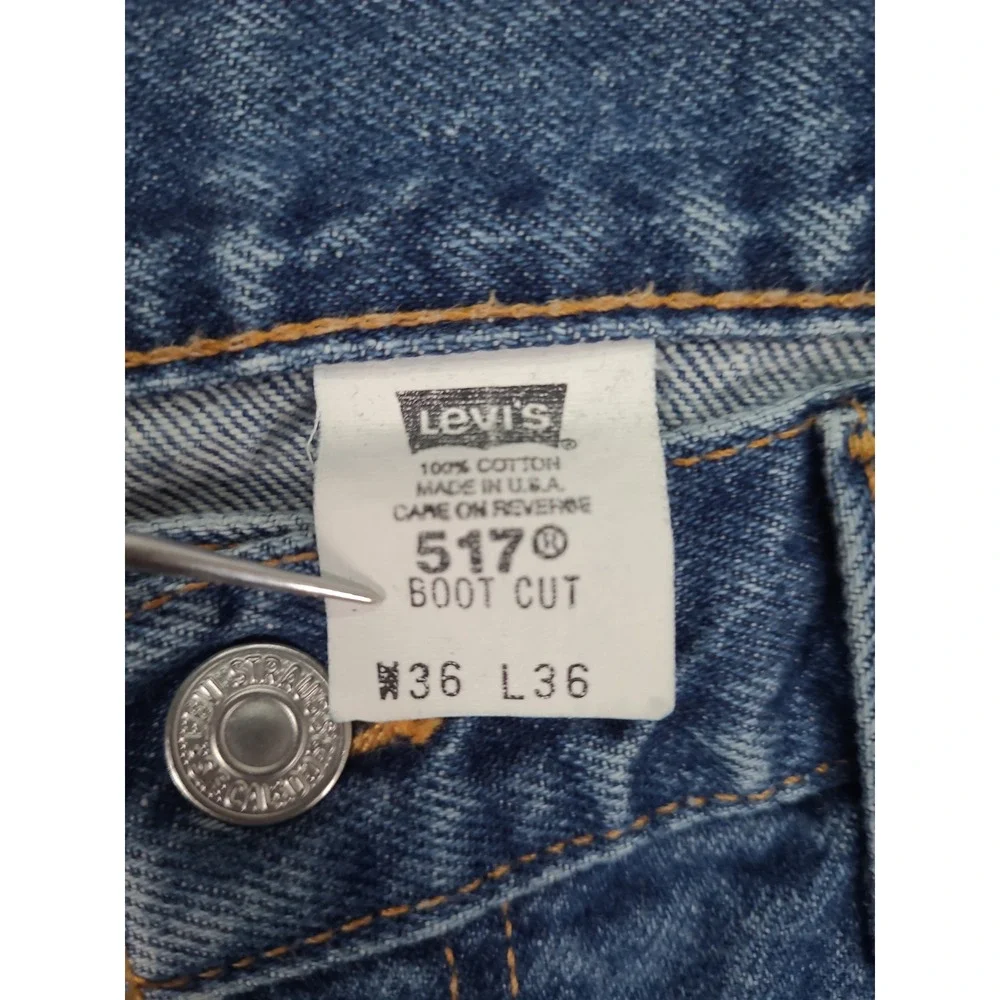 Vintage Levis 517 Boot Cut Jeans Mens 36x36 Blue Denim Made in USA 517-0216